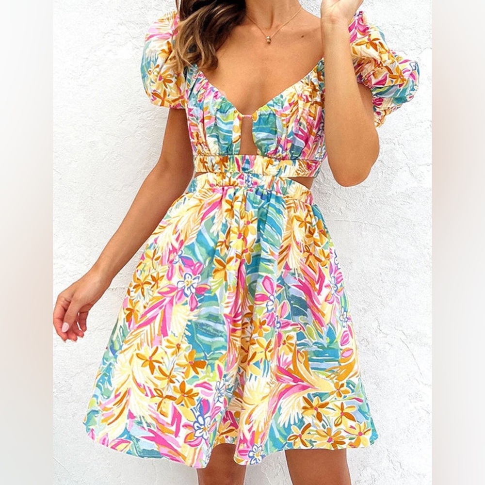 Puff sleeve mini dress